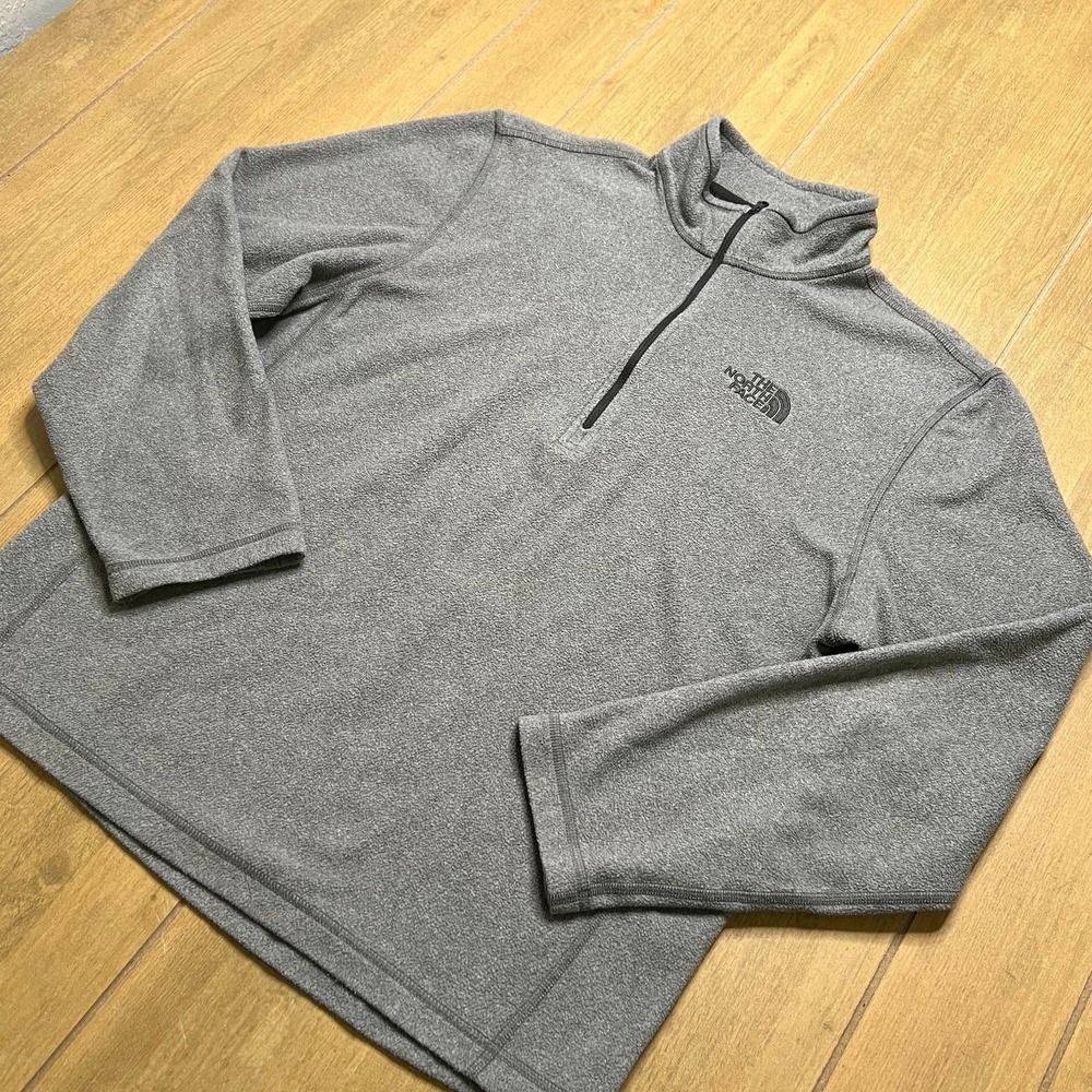 The North Face Fleece Pullover Mens Medium Gray TKA 100 Quarter Zip‎ Sweater